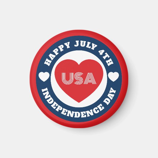 4 juli Liefde voor de VS Patriottische Rode Witte Magneet (Voorkant)