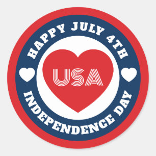 4 juli Liefde voor de VS Patriottische Rode Witte Ronde Sticker