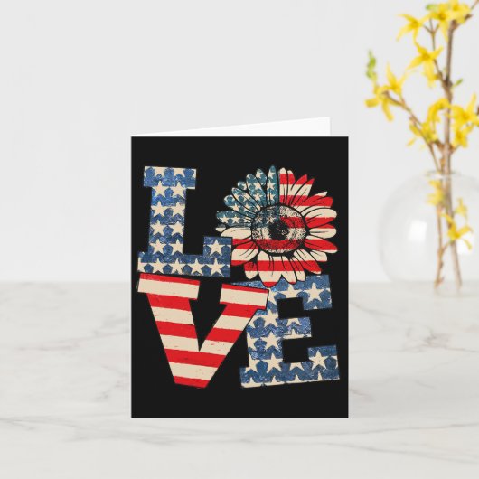 4 juli-liefde zonnebloem patriottische Amerikaanse Kaart (Gele Bloem)