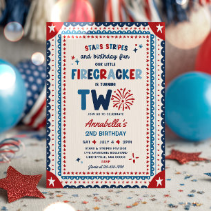4 juli Little Firecracker 2de verjaardagsfeestje Kaart