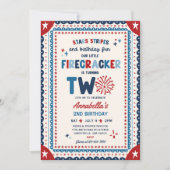 4 juli Little Firecracker 2de verjaardagsfeestje Kaart (Voorkant)