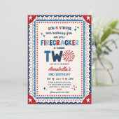 4 juli Little Firecracker 2de verjaardagsfeestje Kaart (Staand voorkant)