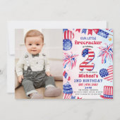 4 juli Little Firecracker 2e verjaardagsfoto Kaart (Voorkant)