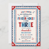 4 juli Little Firecracker 3de verjaardagsfeestje Kaart (Voorkant)