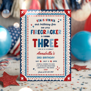 4 juli Little Firecracker 3de verjaardagsfeestje Kaart