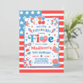 4 juli Little Firecracker 5e verjaardagsfeestje Kaart (Staand voorkant)