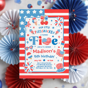 4 juli Little Firecracker 5e verjaardagsfeestje Kaart