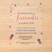 4 juli Little Firecracker Baby shower Acryl Uitnodigingen (Voorkant)