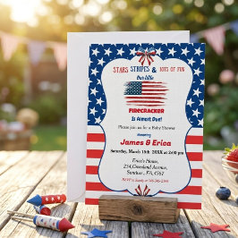 4 juli little firecracker baby shower kaart