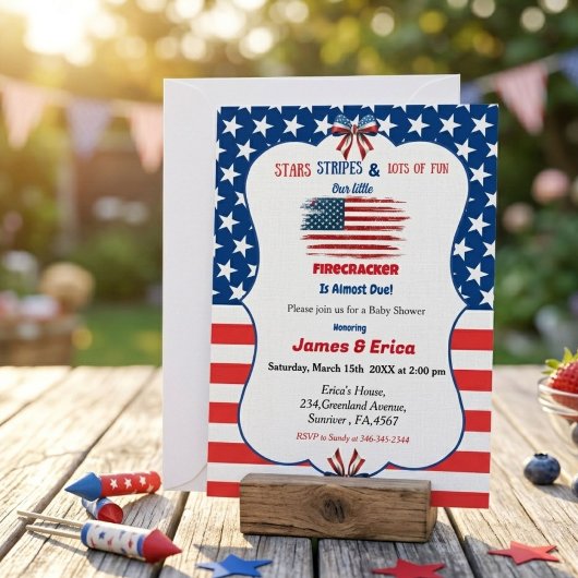 4 juli little firecracker baby shower kaart
