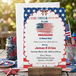 4 juli little firecracker baby shower kaart
