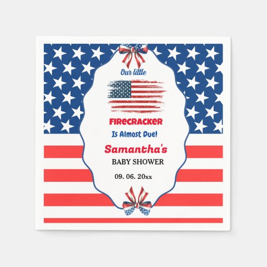 4 juli little firecracker baby shower servet (Voorkant)