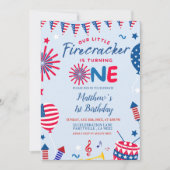 4 juli Little Firecracker Verjaardag Uitnodiging (Voorkant)