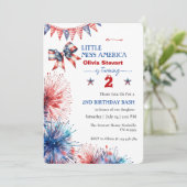 4 juli Little Miss America 2e verjaardag Kaart (Staand voorkant)