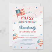 4 juli Little Miss Independent Verjaardag Kaart (Voorkant)