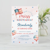4 juli Little Miss Independent Verjaardag Kaart (Staand voorkant)