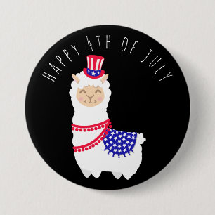 4 juli Llama-Button Ronde Button 7,6 Cm