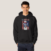 4 juli Llamerica Patriotic Llama Usa Vlag Hoodie (Voorkant volledig)