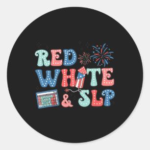 4 juli logopedie Rode Witte Slp spraaktherapie Ronde Sticker