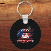 4 juli Looping Parade Vakantie Golfkar Ameri Sleutelhanger (Voorkant)