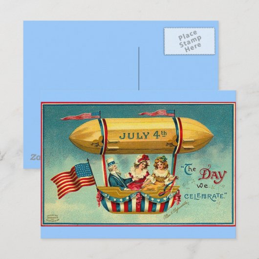 4 juli - Luchtschip -  kunst Briefkaart (Voorkant / Achterkant)