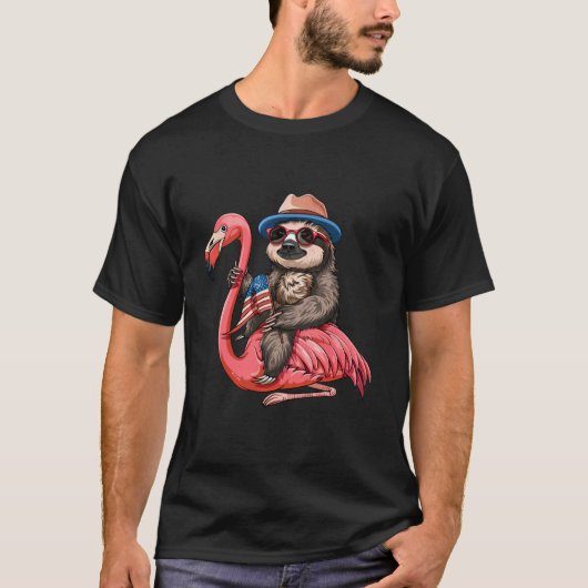 4 juli luiaard flamingo vierde juli Amerikaans T-shirt (Voorkant)