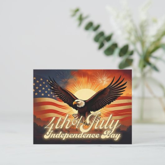 4 juli – Majestic Eagle & Fireworks Tribute🦅 Feestdagenkaart (Staand voorkant)