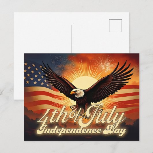 4 juli – Majestic Eagle & Fireworks Tribute🦅 Feestdagenkaart (Voorkant / Achterkant)