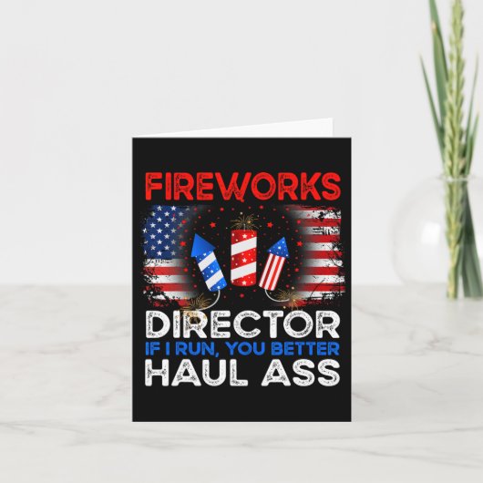 4 juli Mannen Fireworks Director als ik je Ru run Kaart (Voorkant)