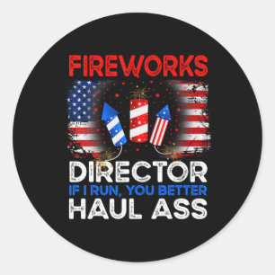 4 juli Mannen Fireworks Director als ik je Ru run Ronde Sticker