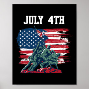 4 juli Mannen Verenigde Staten Amerikaanse vlag jo Poster