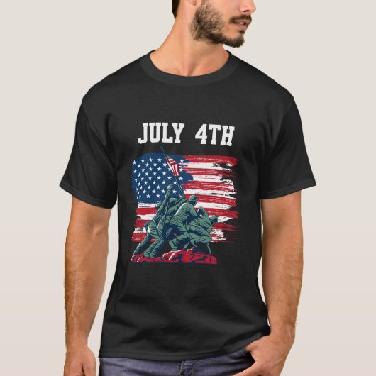 4 juli Mannen Verenigde Staten Amerikaanse vlag jo T-shirt (Voorkant)
