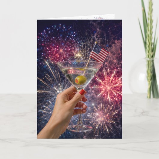 4 juli Martini Toast Kaart (Voorkant)