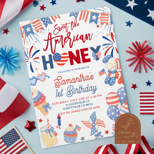 4 juli Meisje Amerikaanse hONing Verjaardag Kaart
