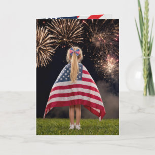 4 juli-meisje in Amerikaanse vlag Kaart