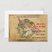 4 juli  meisje met vlaggen kaart (Voorkant / Achterkant)