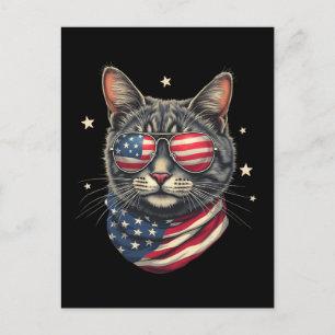 4 juli Meowica American Flag Cat Feestdagenkaart