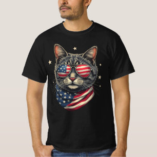 4 juli Meowica American Flag Cat T-shirt