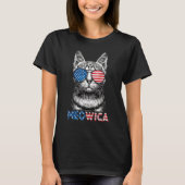 4 juli Meowica Cat Merica Mannen Usa American Fl T-shirt (Voorkant)