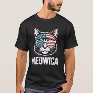 4 juli Meowica Grappige Kat Amerikaanse Vlag VS T-shirt