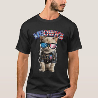 4 juli Meowica USA Grappige Patriot Cat Liefhebber T-shirt