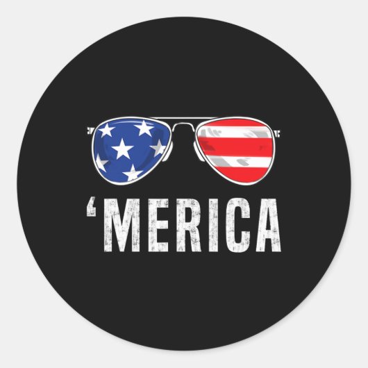 4 juli Merica Amerikaanse vlagglazen bakken G Ronde Sticker (Voorkant)