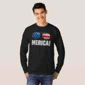 4 juli Merica Amerikaanse vlagglazen bakken G T-shirt (Voorkant volledig)