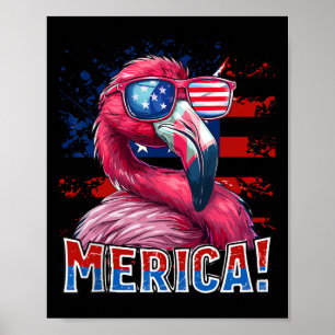 4 juli Merica Flamingo Amerikaanse vlag Kinder Man Poster