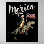 4 juli Merica George Washington rijdt op een Dino Poster (Voorkant)