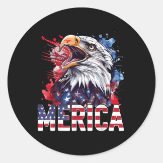 4 juli Merica Usa vlag Bald Eagle Patriotic V Ronde Sticker