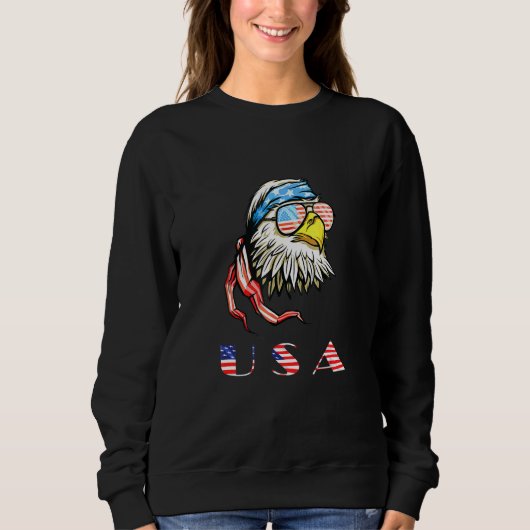 4 juli Merica Usa vlag Bald Eagle Patriotic V Trui (Voorkant)