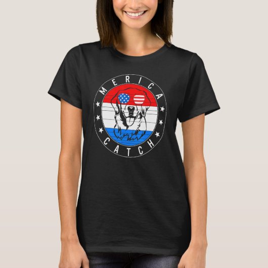 4 juli Merica Vangst labrador Dog Usa T-shirt (Voorkant)
