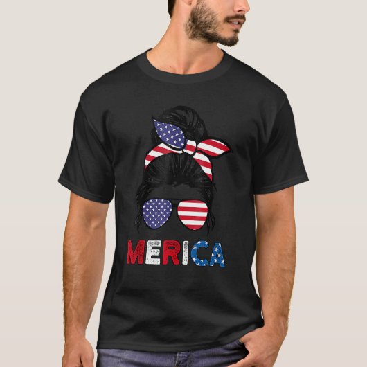 4 juli Merica zonnebril Classy Moeder Leven Troep T-shirt (Voorkant)