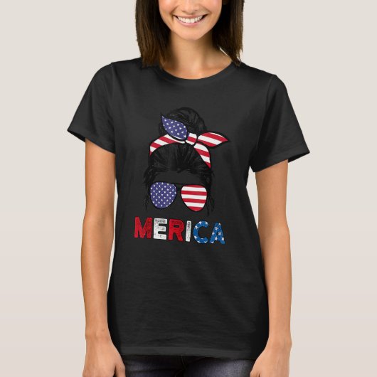 4 juli Merica zonnebril Classy Moeder Leven Troep T-shirt (Voorkant)